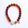 Natural blood Amber Nan Red single-ring bracelet for women, Hetian jade Good Luck Bead Pendant, good luck bracelet gemstone jewelry Item Picture